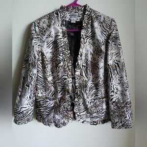 Chico's silk Jacket Animal Print Open